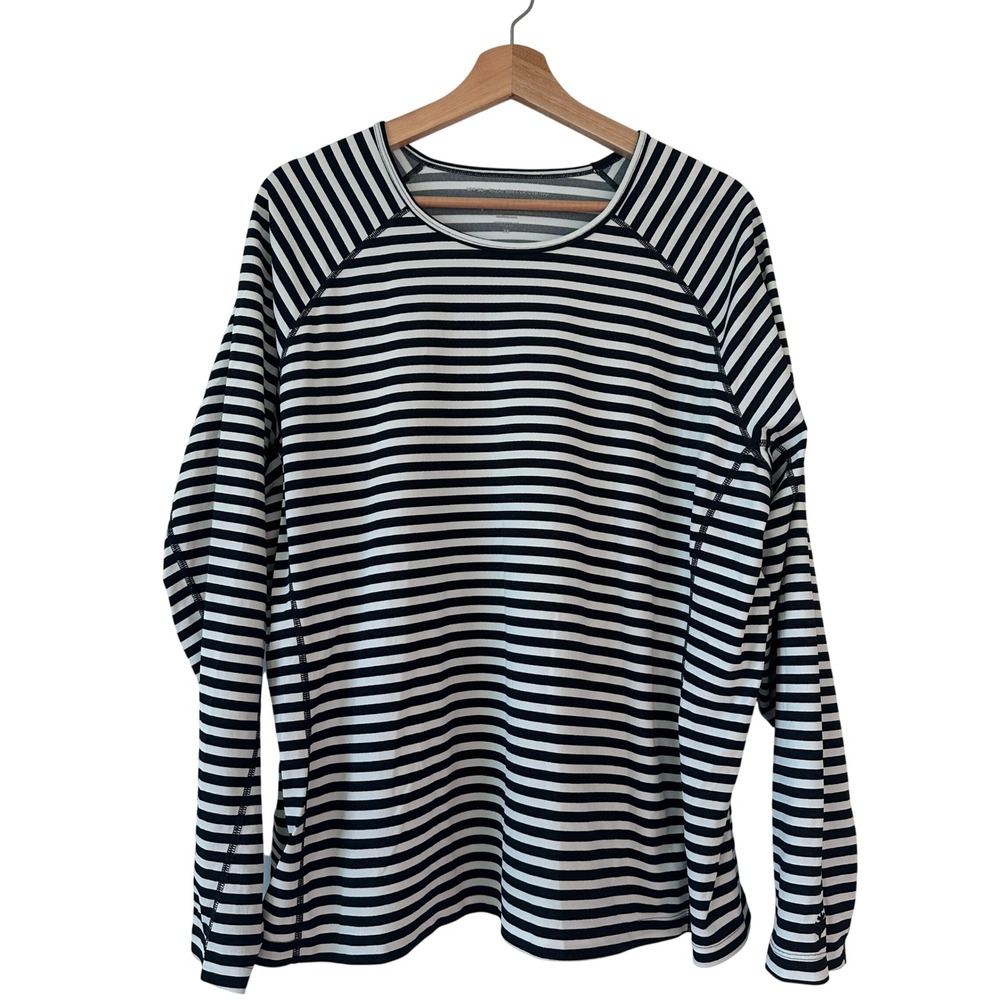 Coolibar Hightide L/S Swim Shirt Womens 2X Navy Striped UPF 50+ Rash Guard 03273
